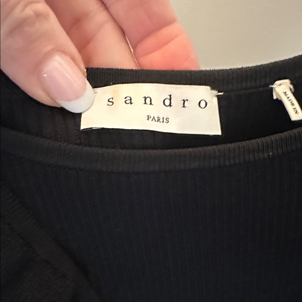 Sandro Black Ribbed Dress - Picture 2 of 4